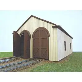 2-Stall Wood Engine House - Laser-Art -- Kit - 8-1/4 x 5 x 4"21 x 12.7 x 10.2cm