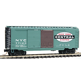 40' Double-Door Steel Boxcar -- New York Central #77140 (Century Green, white lettering, 1 brown door)