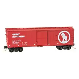 40' Double-Sheathed Single-Door Wood Boxcar W/Roof Hatches- Ready to Run -- Great Northern #21953 (red, white, Large Rocky Silhouette)