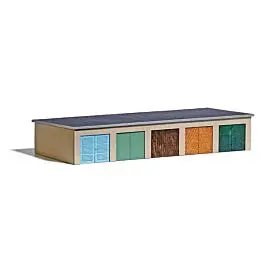 5-Stall Garage Block Complex -- Laser-Cut Kit - 6-7/8 x 2-7/8 x 1-3/16"17.4 x 7.3 x 3cm