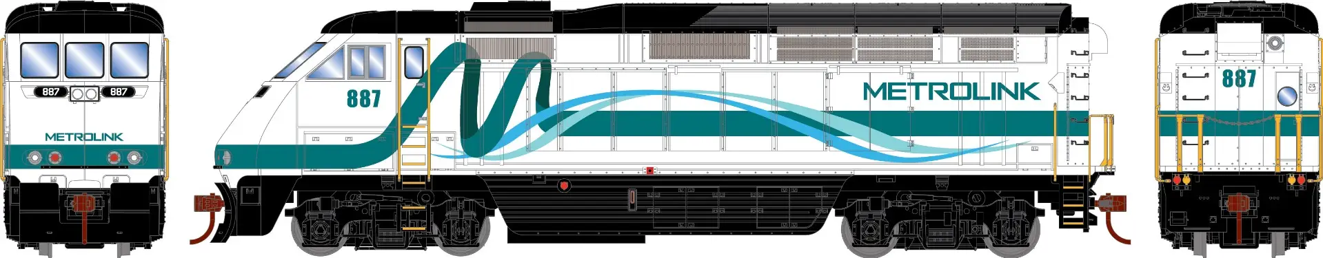 Athearn 15971 N EMD F59PHI Diesel Locomotive Metrolink #887 with Sound