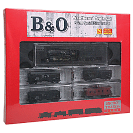 Baltimore & Ohio Train-Only Set -- Weathered 4-4-0, Three 2-Bay Offset Coal Hoppers, Wood Caboose