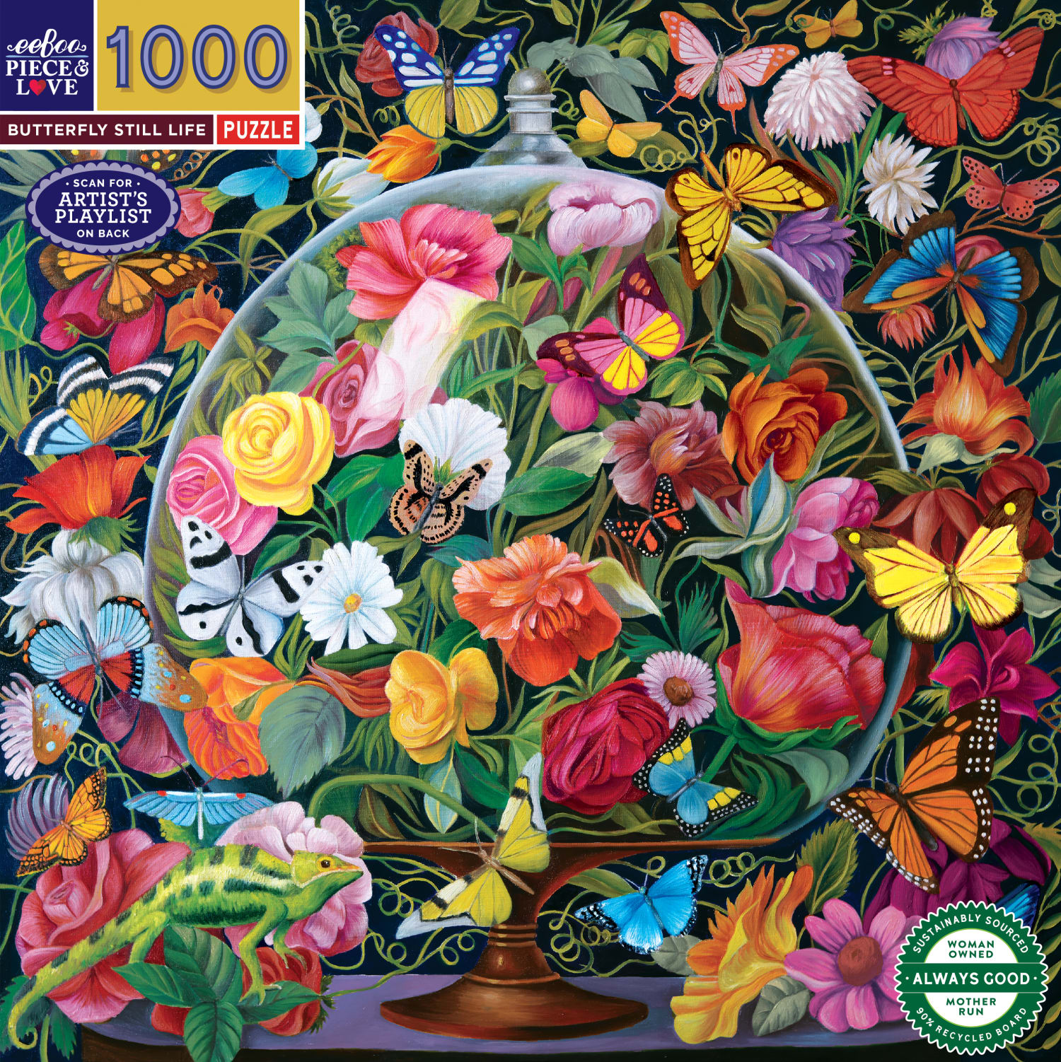 Butterfly Still Life - 1000pc Jigsaw Puzzle by eeBoo