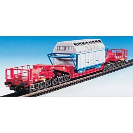 Depressed Center 12-Axle Heavy-Duty Flatcar w/Load - Assembled -- DB Cargo (red, white) w/Generator Load
