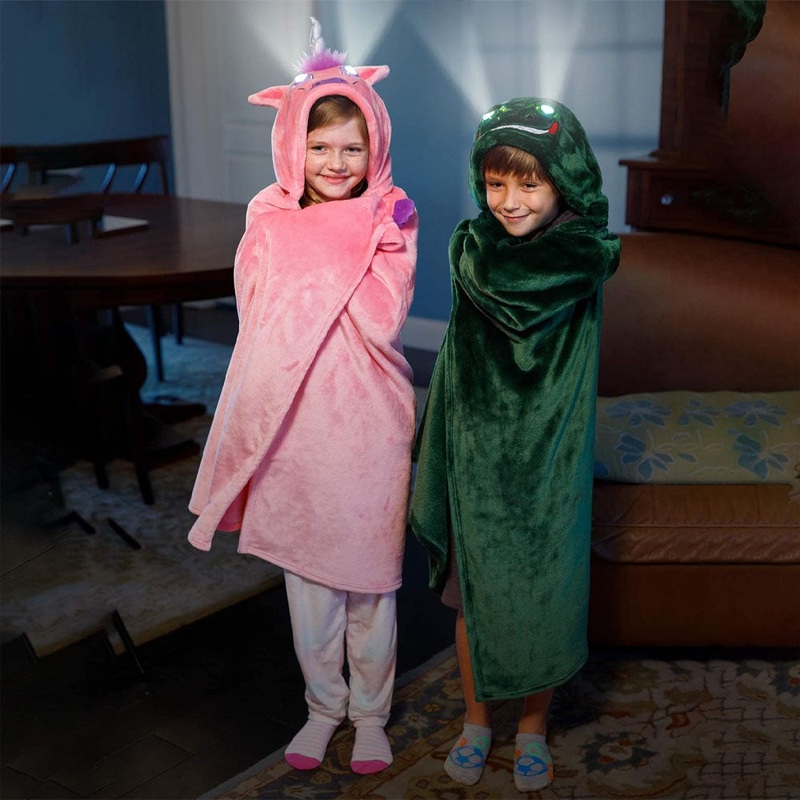 (net) Bright Eyes Blanket Super Soft Blanket for Kids with LED Lights - Hooded Blanket, Robe, Comfy Throw Blanket, Machine Washable Pink