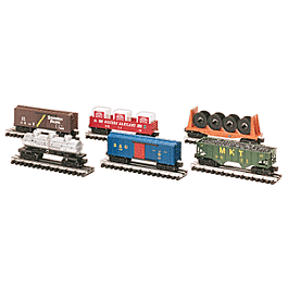 O-27 Freight Car Pack -- B&O, SP Boxcars, Katy Hopper w/Load, Corn Prod Tank Car, IC Flatcar, WM Gon.
