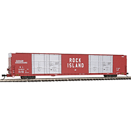Pullman-Standard 86' AutoParts Quad-Door Boxcar, Assembled -- Rock Island (brown, Silver Doors)