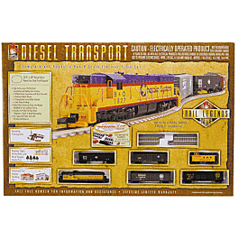 Rail Legends Series Diesel Transport Freight Set -- Chicago, Burlington & Quincy w/Power-Loc(tm) 21x31" Oval SD7 w/4 Cars & Cab