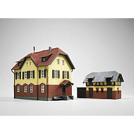Railway House with Outhouse -- 3-3/8 x 2-3/16 x 3"8.5 x 5.5 x 7cm