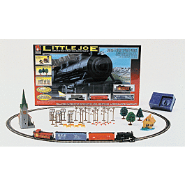 Steam Freight - Little Joe -- Santa Fe 0-6-0, 2 Cars Caboose, 19-1/2 x 24-1/2 Nickel Silver Oval, Pwr Pk