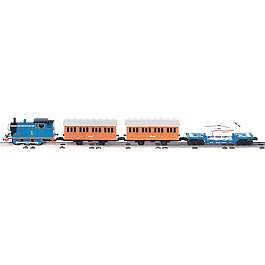 Thomas the Tank Engine & Friends - Isle of Sodor Set -- Powered Thomas, Flat w/Copter, 2 Coaches, 27 x 36" Oval, Station, Power Pac