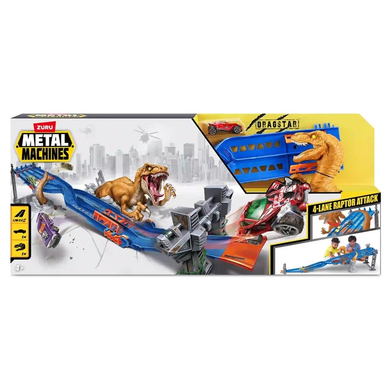 ZURU Metal Machines Playset Series 1 4-Lane Madness, 4 Pcs Bulk